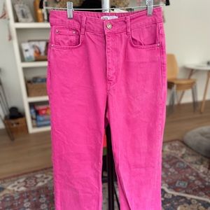 Zara hot pink wide leg jeans